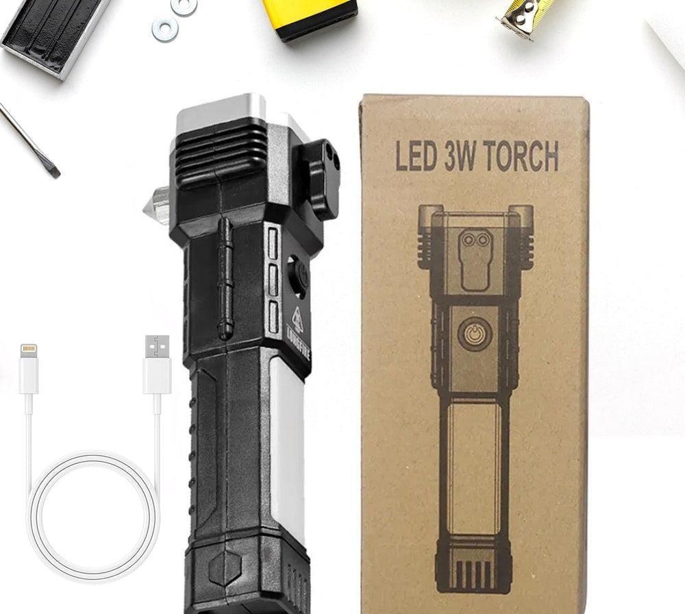 Rechargeable LED Torch with USB-C & Power Bank