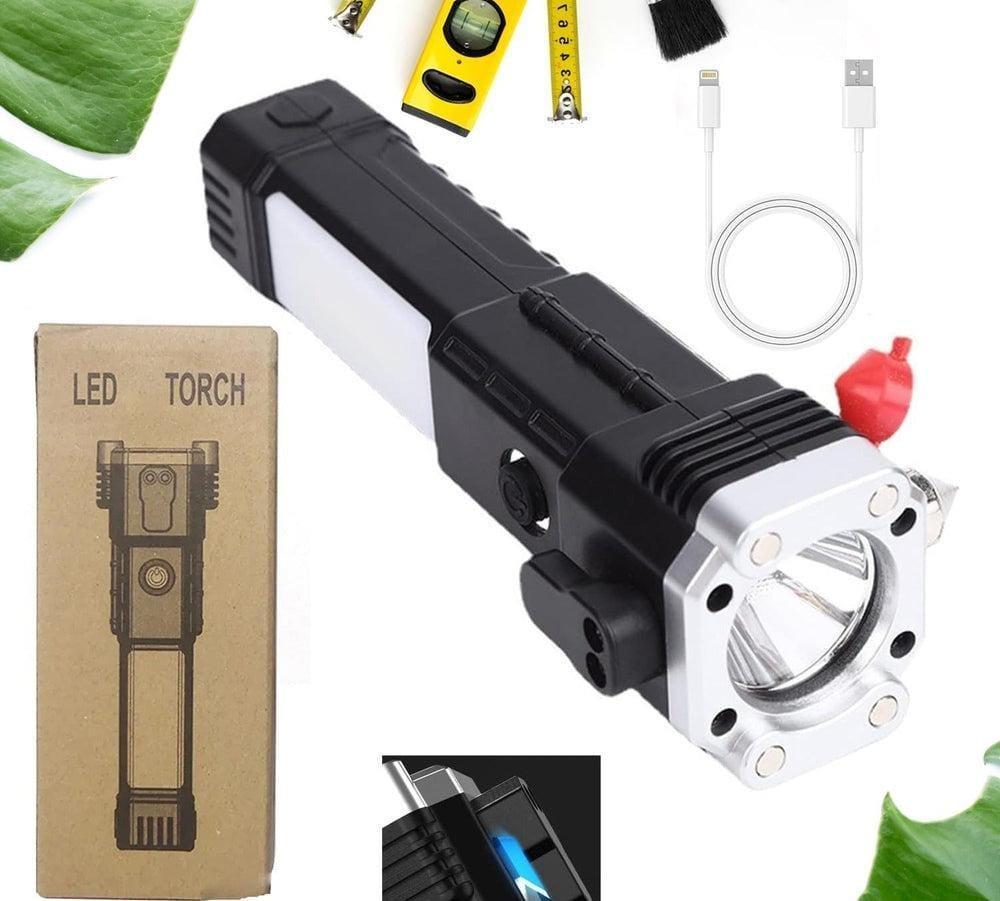 Rechargeable LED Torch with USB-C & Power Bank